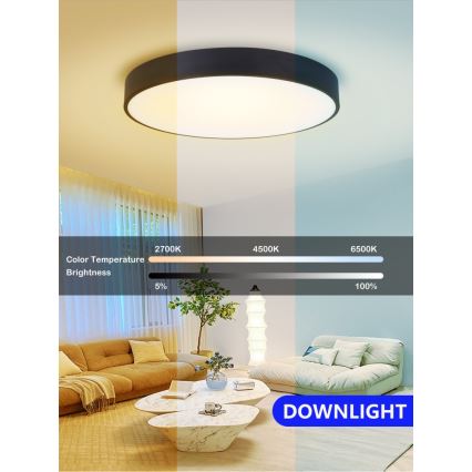 Immax NEO 07202L - Plafoniera LED dimmerabile RONDATE LED/53W/230V nero Tuya + telecomando