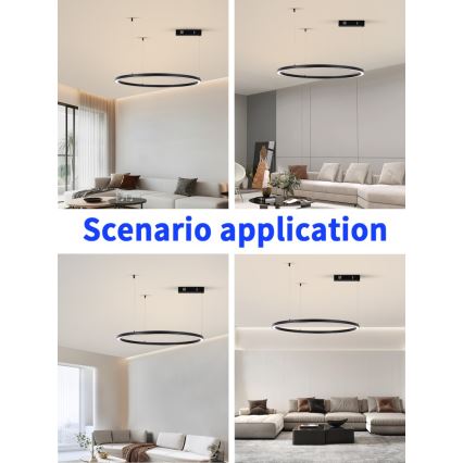 Immax NEO 07215L - Lampadario a sospensione con filo LED dimmerabile FINO LED/60W/230V 80 cm nero Tuya + telecomando