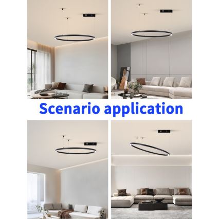 Immax NEO 07215L - Lampadario a sospensione con filo LED dimmerabile FINO LED/60W/230V 80 cm nero Tuya + telecomando