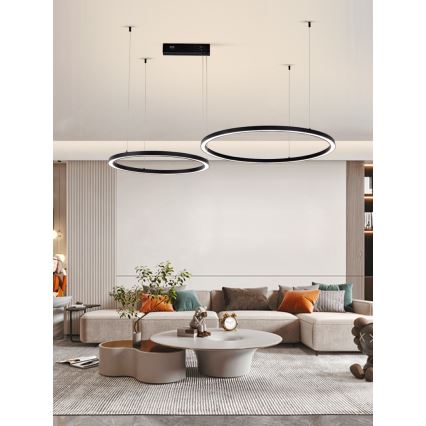 Immax NEO 07216L - Lampadario a sospensione con filo LED dimmerabile FINO LED/93W/230V 60/80cm nero Tuya + telecomando