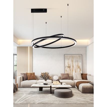 Immax NEO 07216L - Lampadario a sospensione con filo LED dimmerabile FINO LED/93W/230V 60/80cm nero Tuya + telecomando