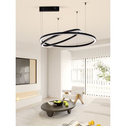 Immax NEO 07216L - Lampadario a sospensione con filo LED dimmerabile FINO LED/93W/230V 60/80cm nero Tuya + telecomando