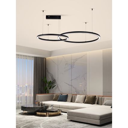 Immax NEO 07216L - Lampadario a sospensione con filo LED dimmerabile FINO LED/93W/230V 60/80cm nero Tuya + telecomando