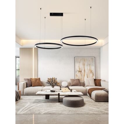 Immax NEO 07216L - Lampadario a sospensione con filo LED dimmerabile FINO LED/93W/230V 60/80cm nero Tuya + telecomando
