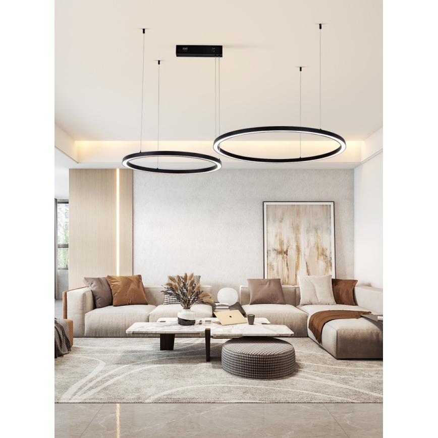 Immax NEO 07216L - Lampadario a sospensione con filo LED dimmerabile FINO LED/93W/230V 60/80cm nero Tuya + telecomando