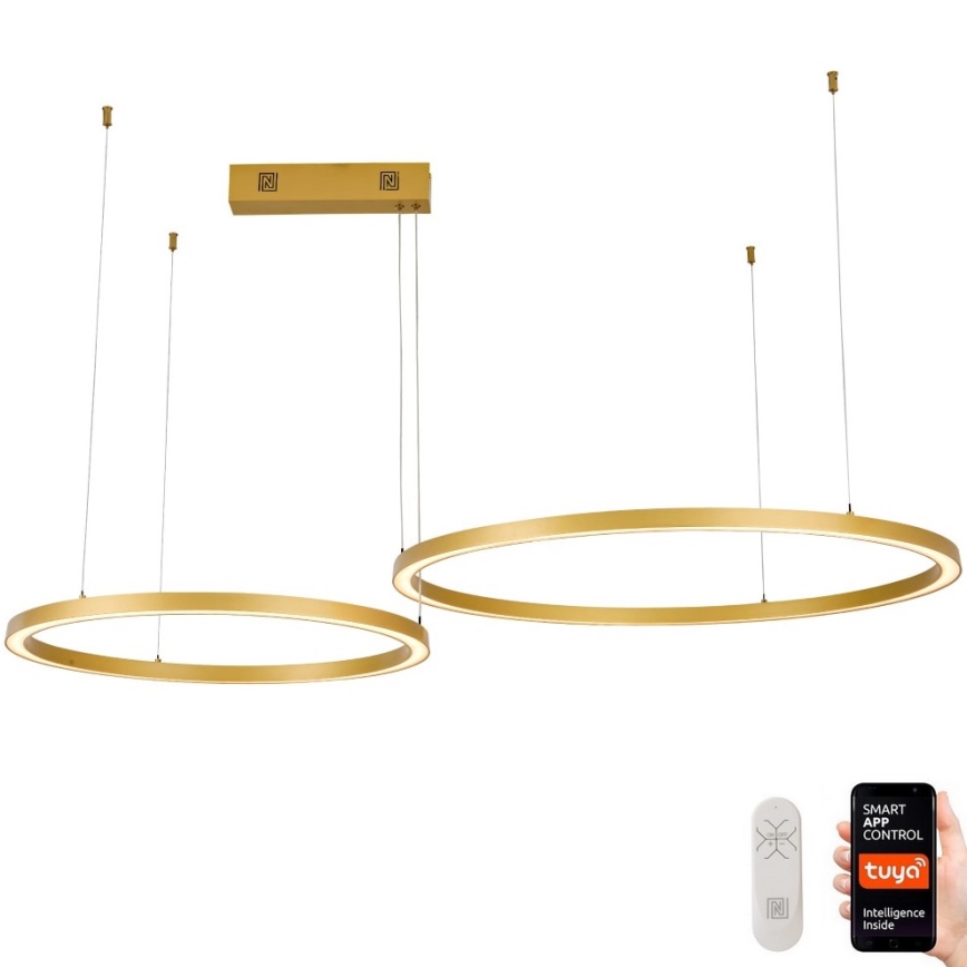 Immax NEO 07218L - Lampadario a sospensione con filo LED dimmerabile FINO LED/93W/230V 60/80cm oro Tuya + telecomando