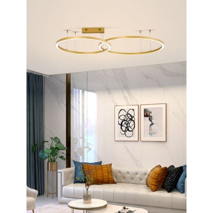 Immax NEO 07218L - Lampadario a sospensione con filo LED dimmerabile FINO LED/93W/230V 60/80cm oro Tuya + telecomando