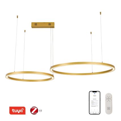 Immax NEO 07218L - Lampadario a sospensione con filo LED dimmerabile FINO LED/93W/230V 60/80cm oro Tuya + telecomando