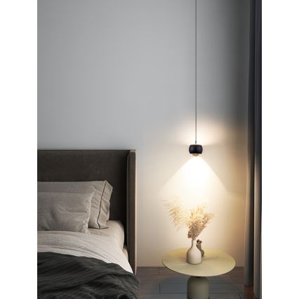 Immax NEO 07219L - Lampadario a sospensione con filo LED dimmerabile DORMINE LED/6W/230V opaco nero Tuya + telecomando