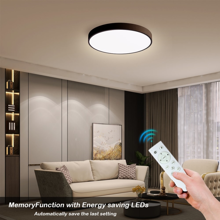 Immax NEO 07248L - Plafoniera LED dimmerabile NEO LITE SEMPLICI LED/36W/230V 3000-6000K Wi-Fi Tuya nero + telecomando