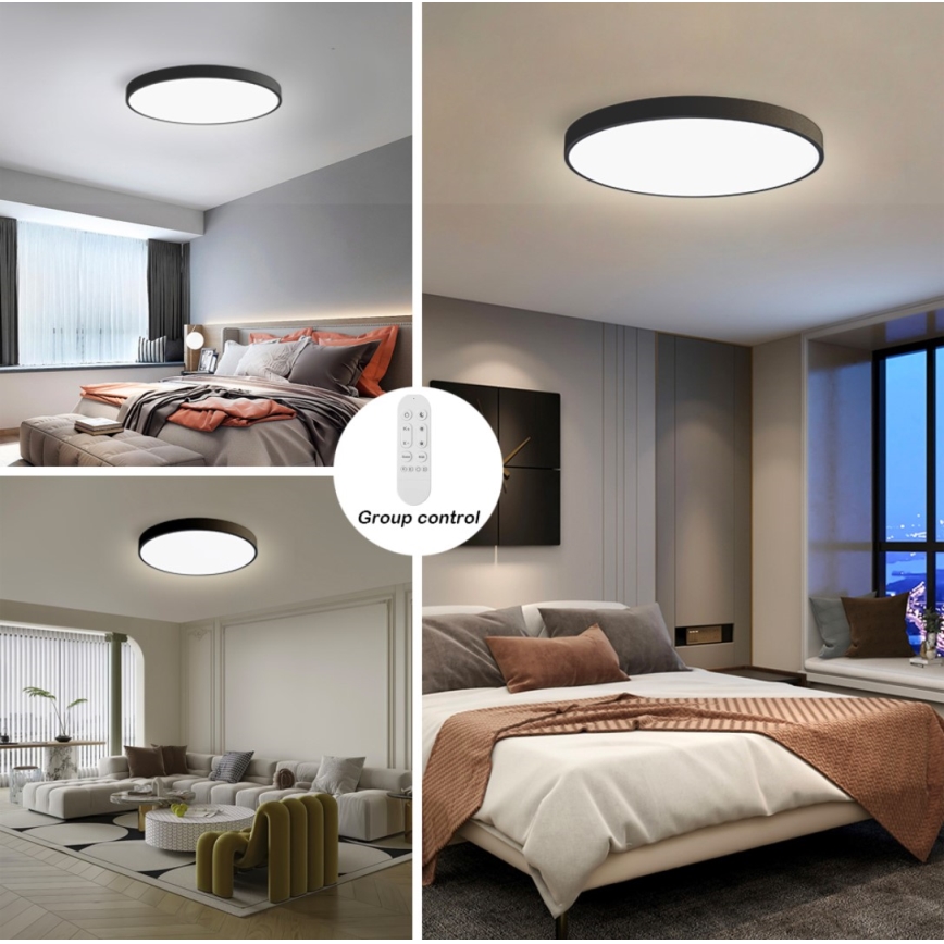 Immax NEO 07250L - Plafoniera LED dimmerabile NEO LITE SEMPLICI LED/60W/230V 3000-6000K Wi-Fi Tuya nero + telecomando