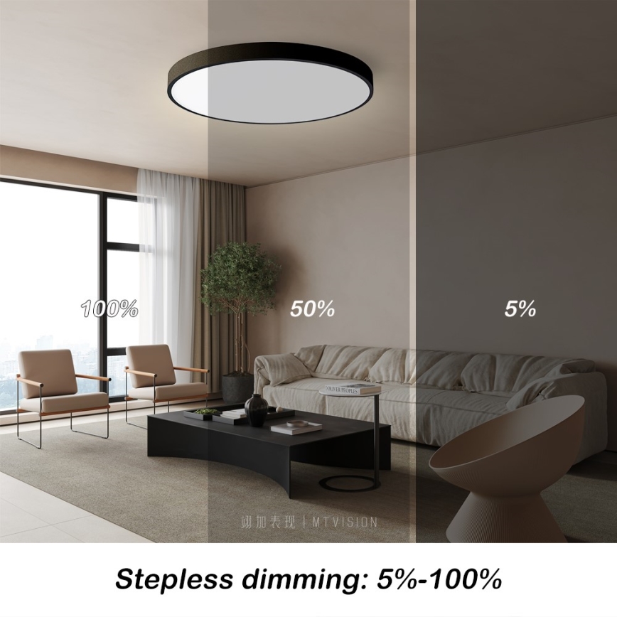 Immax NEO 07250L - Plafoniera LED dimmerabile NEO LITE SEMPLICI LED/60W/230V 3000-6000K Wi-Fi Tuya nero + telecomando