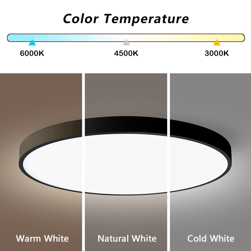 Immax NEO 07250L - Plafoniera LED dimmerabile NEO LITE SEMPLICI LED/60W/230V 3000-6000K Wi-Fi Tuya nero + telecomando