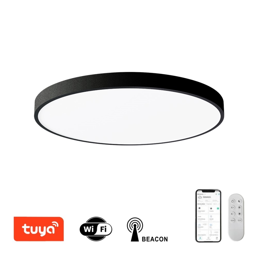 Immax NEO 07250L - Plafoniera LED dimmerabile NEO LITE SEMPLICI LED/60W/230V 3000-6000K Wi-Fi Tuya nero + telecomando