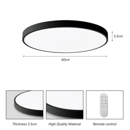 Immax NEO 07250L - Plafoniera LED dimmerabile NEO LITE SEMPLICI LED/60W/230V 3000-6000K Wi-Fi Tuya nero + telecomando