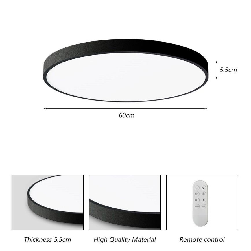 Immax NEO 07250L - Plafoniera LED dimmerabile NEO LITE SEMPLICI LED/60W/230V 3000-6000K Wi-Fi Tuya nero + telecomando