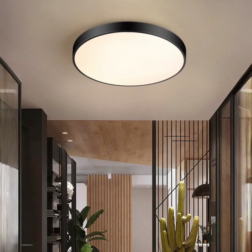 Immax NEO 07250L - Plafoniera LED dimmerabile NEO LITE SEMPLICI LED/60W/230V 3000-6000K Wi-Fi Tuya nero + telecomando