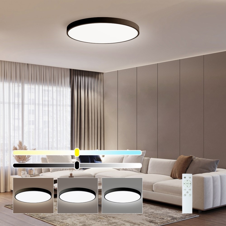 Immax NEO 07250L - Plafoniera LED dimmerabile NEO LITE SEMPLICI LED/60W/230V 3000-6000K Wi-Fi Tuya nero + telecomando