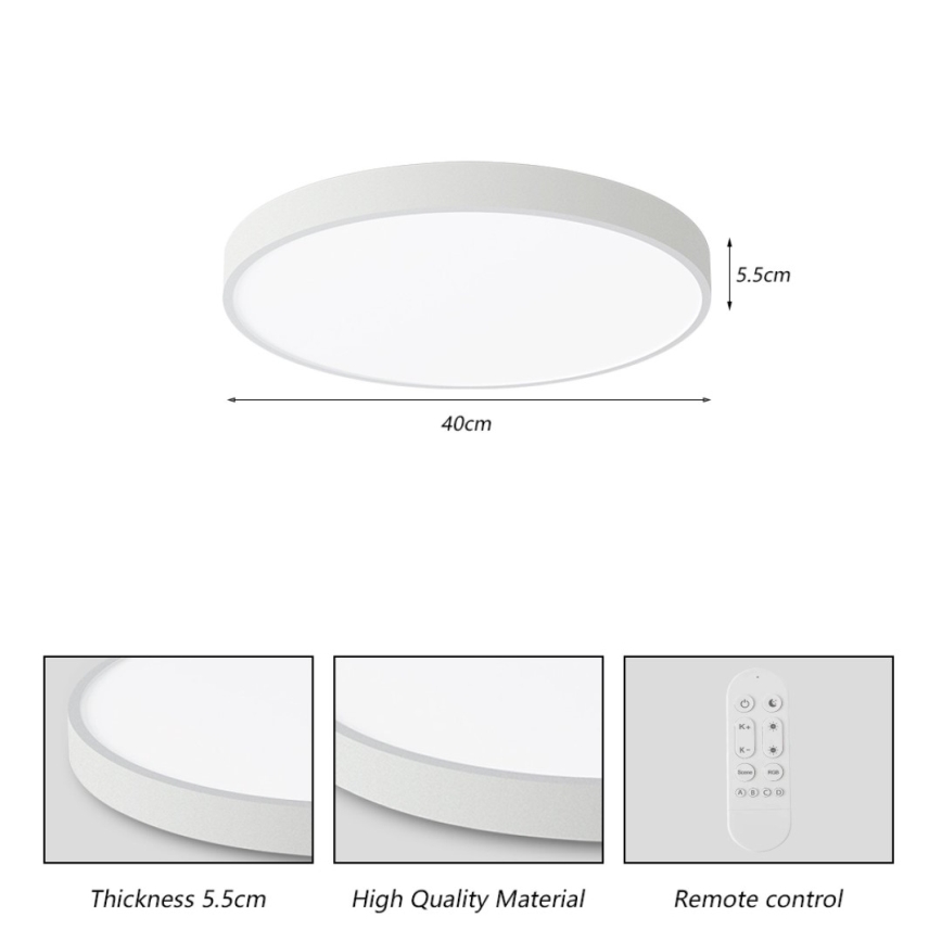 Immax NEO 07251L - Plafoniera LED dimmerabile NEO LITE SEMPLICI LED/36W/230V 3000-6000K Wi-Fi Tuya bianco + telecomando