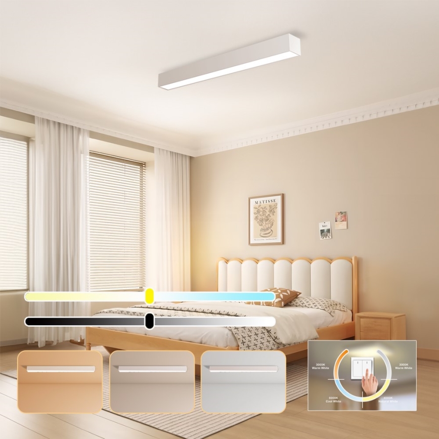 Immax NEO 07258L - Plafoniera LED dimmerabile NEO LITE LUNGO LED/29W/230V 3000-6000K Wi-Fi Tuya bianco + telecomando
