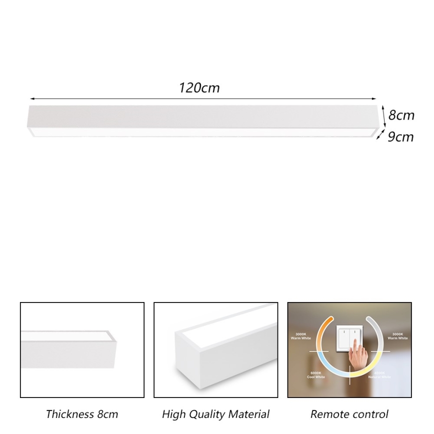 Immax NEO 07259L - Plafoniera LED dimmerabile NEO LITE LUNGO LED/38W/230V 3000-6000K Wi-Fi Tuya bianco + telecomando