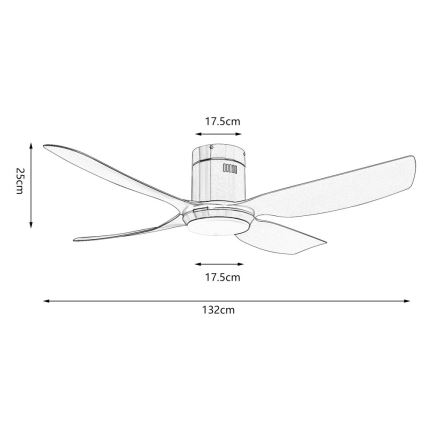 Immax NEO 07282L - Ventilatore da soffitto dimmerabile LED+CCT PURE 24W/230V 3000/4000/6000K Wi‑Fi Tuya Ø132 cm + telecomando