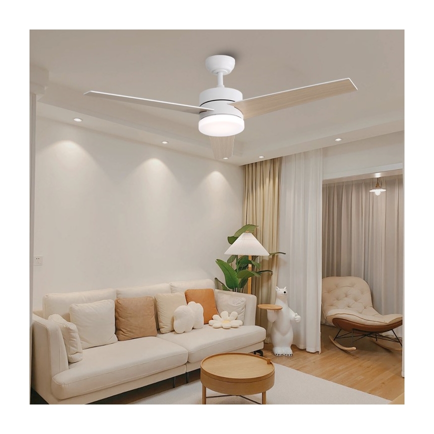 Immax NEO 07284L - Ventilatore da soffitto dimmerabile LED+CCT VARIABLE LED/24W/230V 3000/4000/6000K Wi-Fi Tuya, diametro 132 cm + telecomando