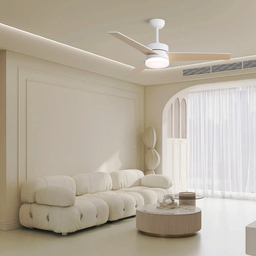 Immax NEO 07284L - Ventilatore da soffitto dimmerabile LED+CCT VARIABLE LED/24W/230V 3000/4000/6000K Wi-Fi Tuya, diametro 132 cm + telecomando