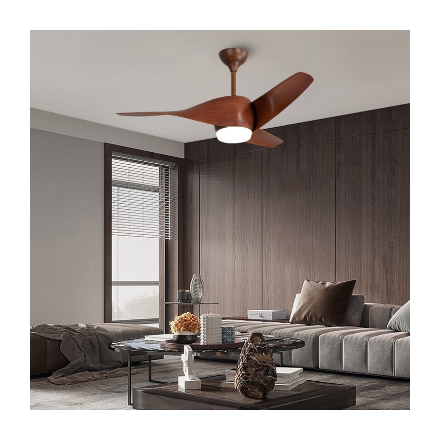 Immax NEO 07286L - Ventilatore a soffitto LED WAVE LED/18W/230V Wi-Fi Tuya marrone Ø 132 cm + telecomando