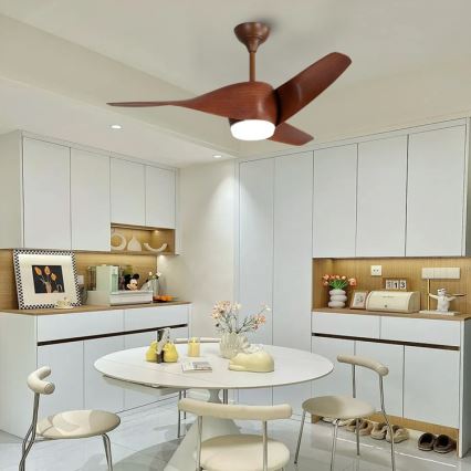 Immax NEO 07286L - Ventilatore a soffitto LED WAVE LED/18W/230V Wi-Fi Tuya marrone Ø 132 cm + telecomando