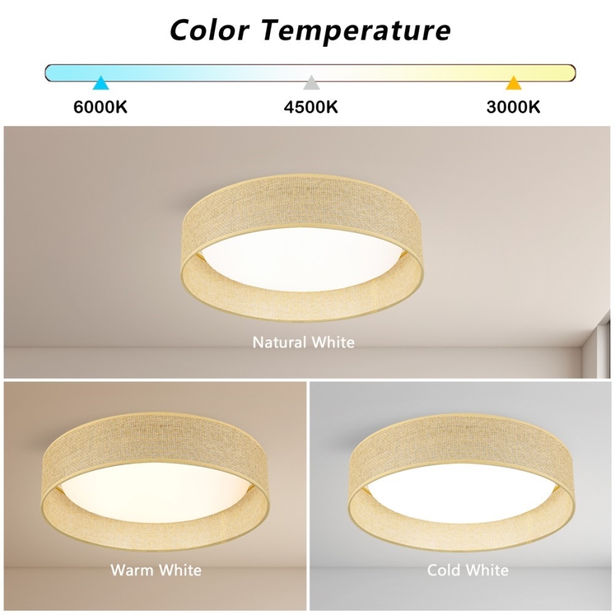 Immax NEO 07289L - Plafoniera dimmerabile a LED CCT LONA LED/36W/230V 3000-6000K Wi-Fi Tuya Ø 45,5 cm + telecomando
