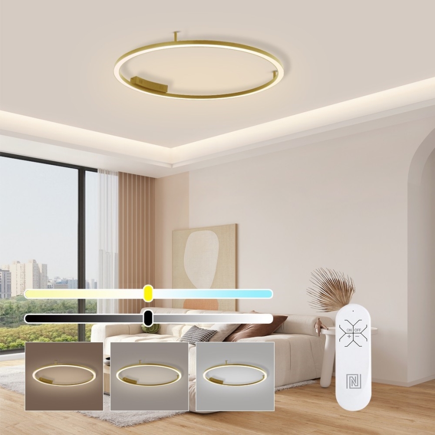 Immax NEO 07291-80G - Plafoniera da soffitto dimmerabile LED+CCT FINO LED/55W/230V 2700-6500K Tuya Ø 80 cm + telecomando