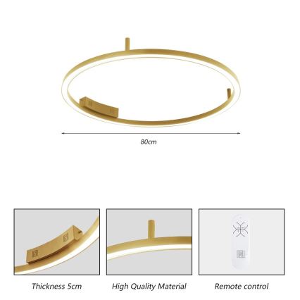 Immax NEO 07291-80G - Plafoniera da soffitto dimmerabile LED+CCT FINO LED/55W/230V 2700-6500K Tuya Ø 80 cm + telecomando
