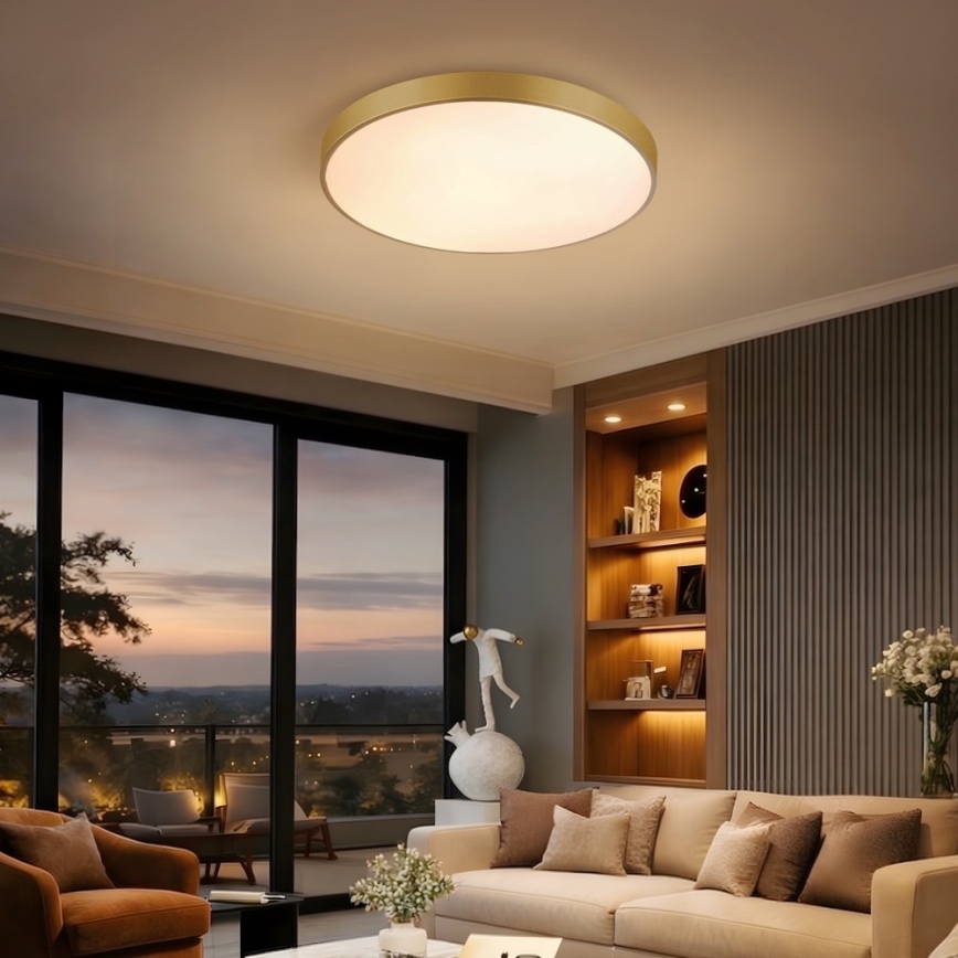 Immax NEO 07293L - Plafoniera dimmerabile a LED NEO LITE SEMPLICI LED/60W/230V, 3000–6000K, Ø 60 cm, Wi‑Fi Tuya, dorata + telecomando