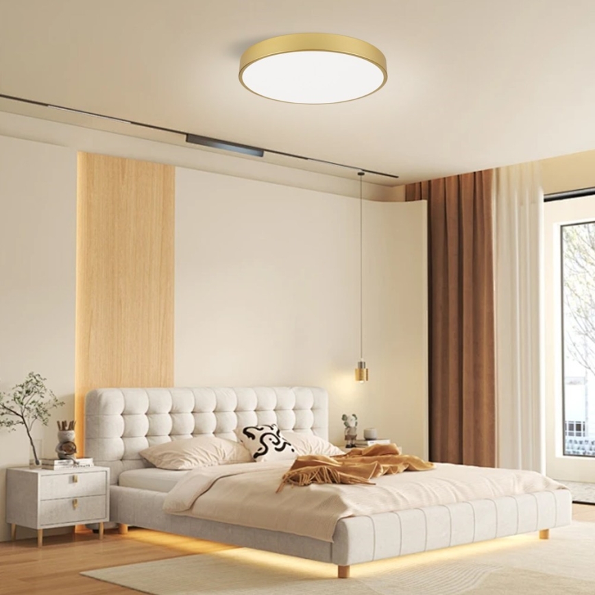 Immax NEO 07293L - Plafoniera dimmerabile a LED NEO LITE SEMPLICI LED/60W/230V, 3000–6000K, Ø 60 cm, Wi‑Fi Tuya, dorata + telecomando