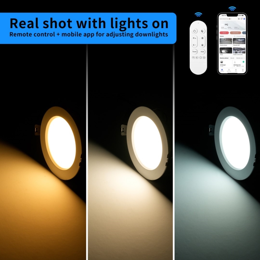 Immax NEO 07294L - Downlight LED da incasso dimmerabile DOWN LED/12W/230V Wi-Fi Ø 12 cm nero