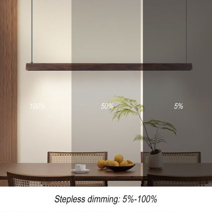 Immax NEO 07300L - Lampadario dimmerabile su cavo MADEIRA LED/26W/230V Wi-Fi Tuya 122 cm noce + telecomando