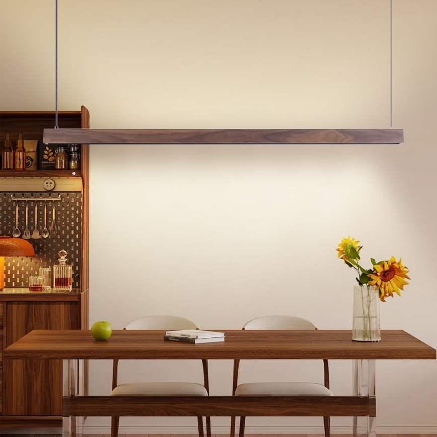 Immax NEO 07300L - Lampadario dimmerabile su cavo MADEIRA LED/26W/230V Wi-Fi Tuya 122 cm noce + telecomando