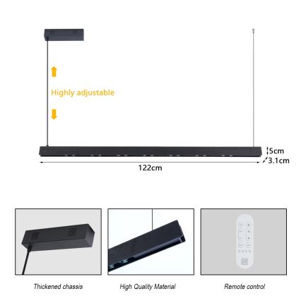 Immax NEO 07300L - Lampadario dimmerabile su cavo MADEIRA LED/26W/230V Wi-Fi Tuya 122 cm noce + telecomando
