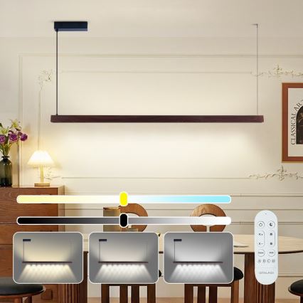 Immax NEO 07301L - LED lampadario dimmerabile su cavo MADEIRA LED/33W/230V Wi-Fi Tuya 152 cm noce + telecomando