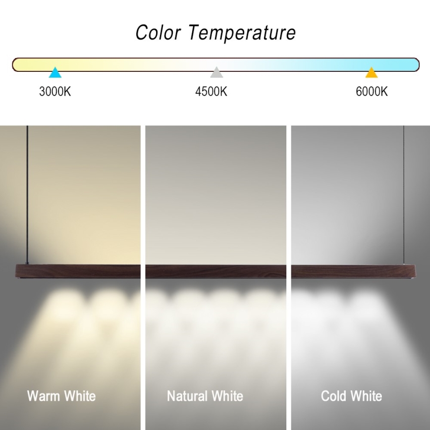 Immax NEO 07301L - LED lampadario dimmerabile su cavo MADEIRA LED/33W/230V Wi-Fi Tuya 152 cm noce + telecomando