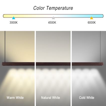 Immax NEO 07302L - Lampada a sospensione dimmerabile su cavo MADEIRA LED/44W/230V Wi‑Fi Tuya 202 cm noce + telecomando