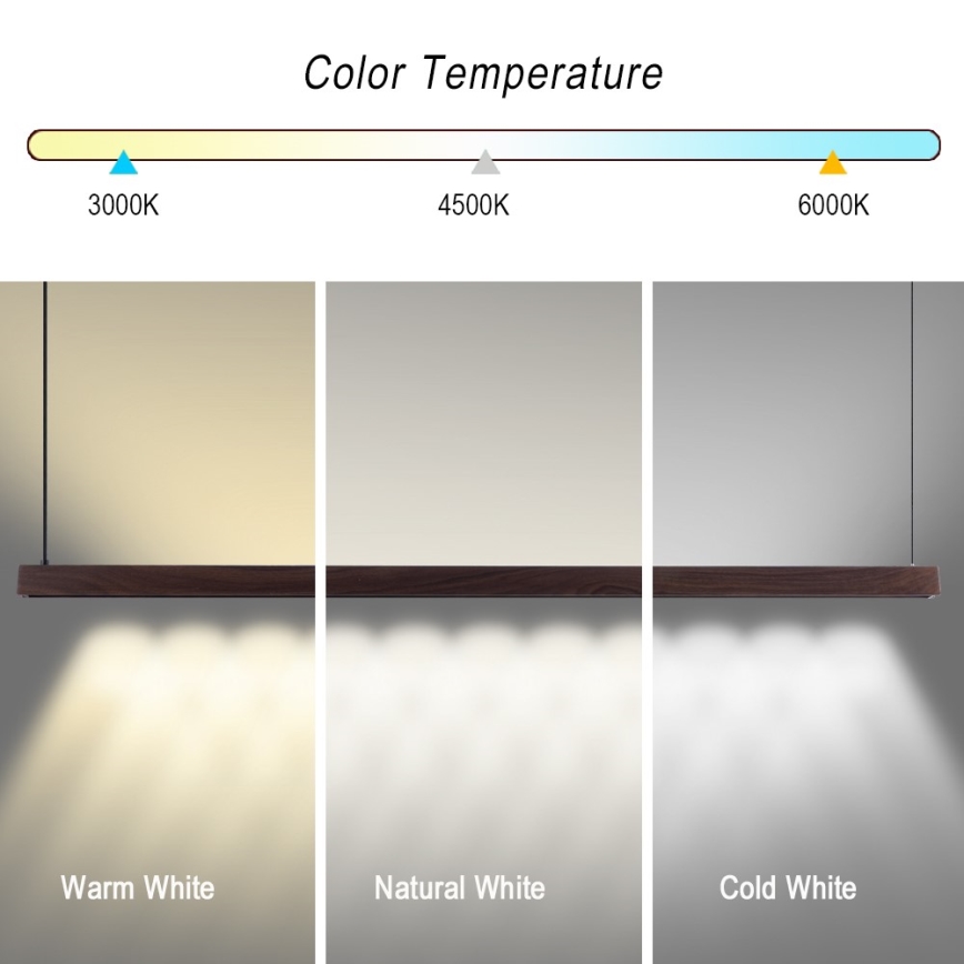 Immax NEO 07302L - Lampada a sospensione dimmerabile su cavo MADEIRA LED/44W/230V Wi‑Fi Tuya 202 cm noce + telecomando