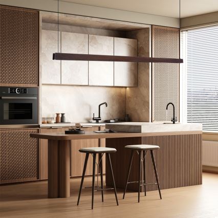 Immax NEO 07302L - Lampada a sospensione dimmerabile su cavo MADEIRA LED/44W/230V Wi‑Fi Tuya 202 cm noce + telecomando