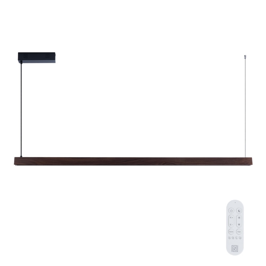 Immax NEO 07302L - Lampada a sospensione dimmerabile su cavo MADEIRA LED/44W/230V Wi‑Fi Tuya 202 cm noce + telecomando