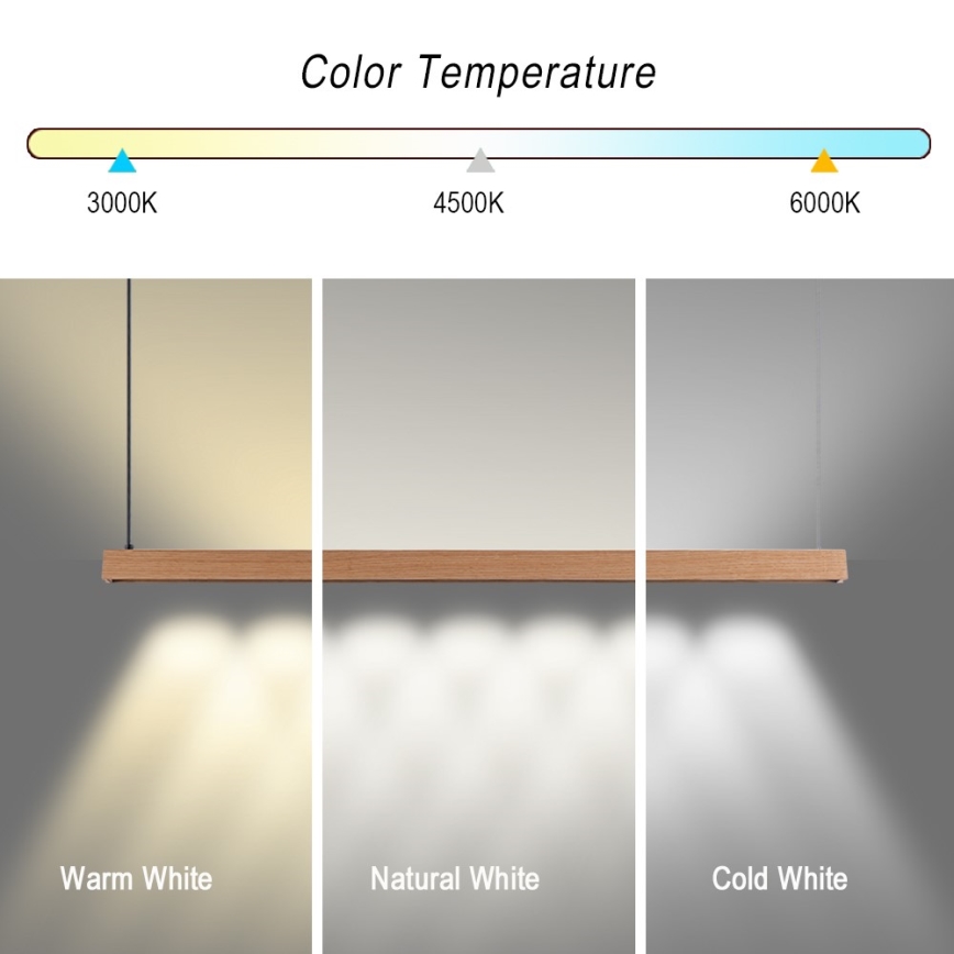 Immax NEO 07303L - Lampadario LED dimmerabile a sospensione su cavo MADEIRA LED/26W/230V Wi‑Fi Tuya 122 cm rovere + telecomando