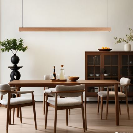 Immax NEO 07303L - Lampadario LED dimmerabile a sospensione su cavo MADEIRA LED/26W/230V Wi‑Fi Tuya 122 cm rovere + telecomando