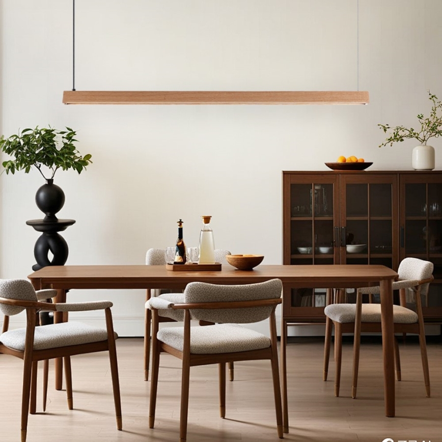 Immax NEO 07303L - Lampadario LED dimmerabile a sospensione su cavo MADEIRA LED/26W/230V Wi‑Fi Tuya 122 cm rovere + telecomando