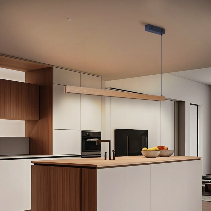 Immax NEO 07303L - Lampadario LED dimmerabile a sospensione su cavo MADEIRA LED/26W/230V Wi‑Fi Tuya 122 cm rovere + telecomando