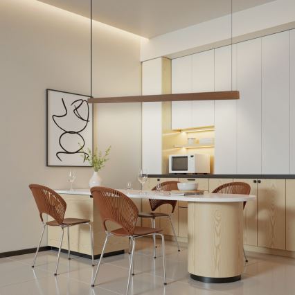 Immax NEO 07304L - Lampadario sospeso dimmerabile a cavo MADEIRA LED/33W/230V Wi‑Fi Tuya 152 cm rovere + telecomando